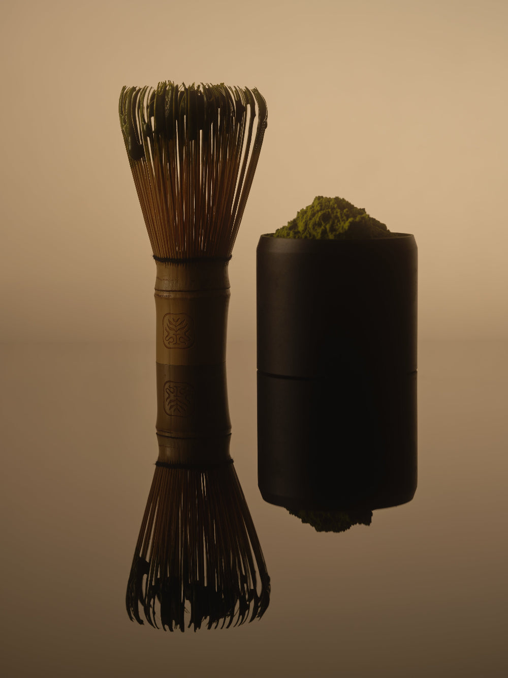 Organic ceremonial-grade matcha capsule & traditional Japanese bamboo matcha chasen whisk by Idyll