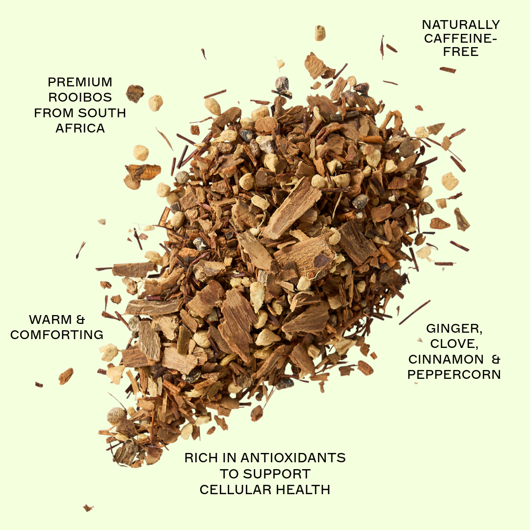 Organic Rooibos Chai leaves and features by Idyll
