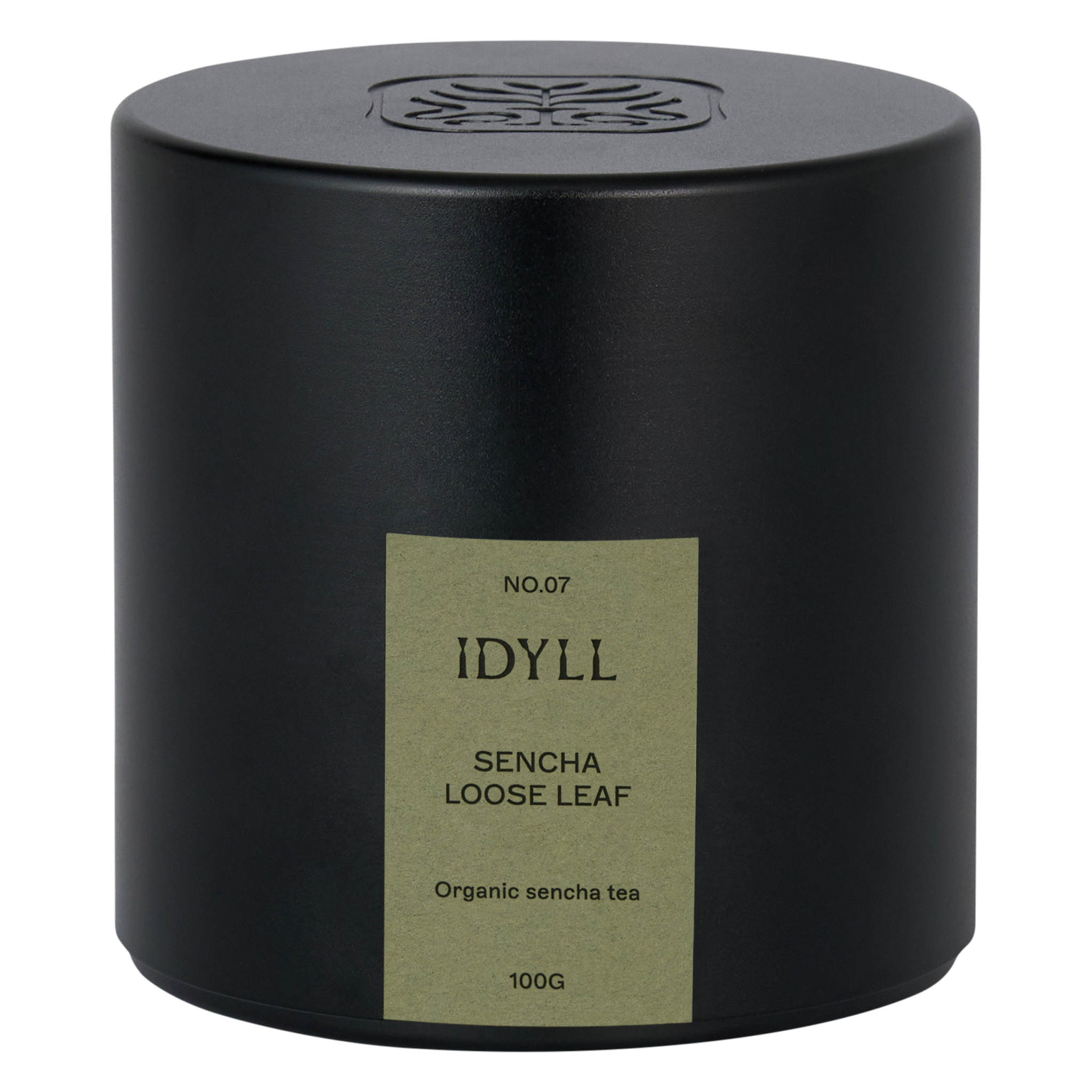 Organic loose leaf japanese sencha in black aluminium capsule by Idyll