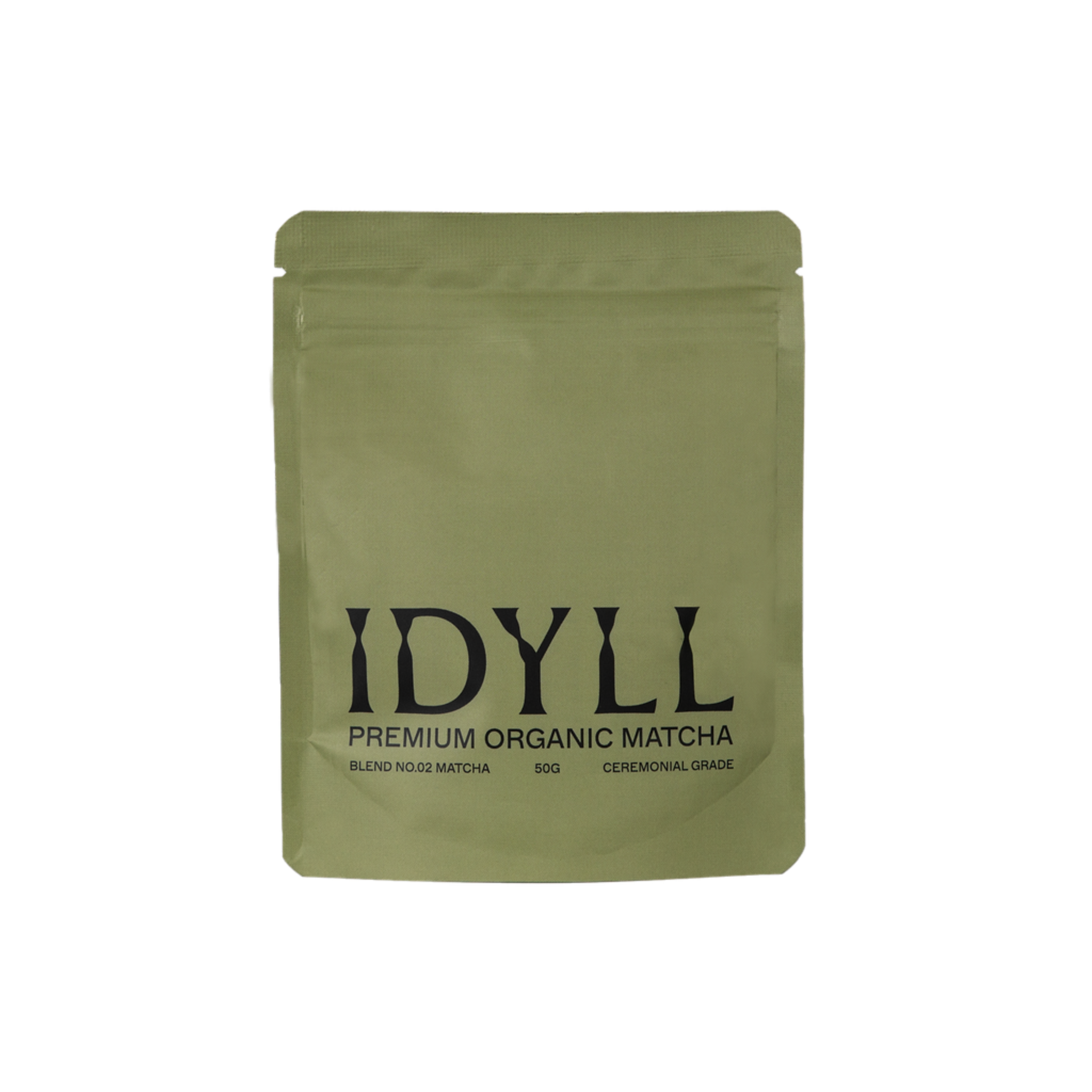 Organic ceremonial matcha pouch front shot by Idyll