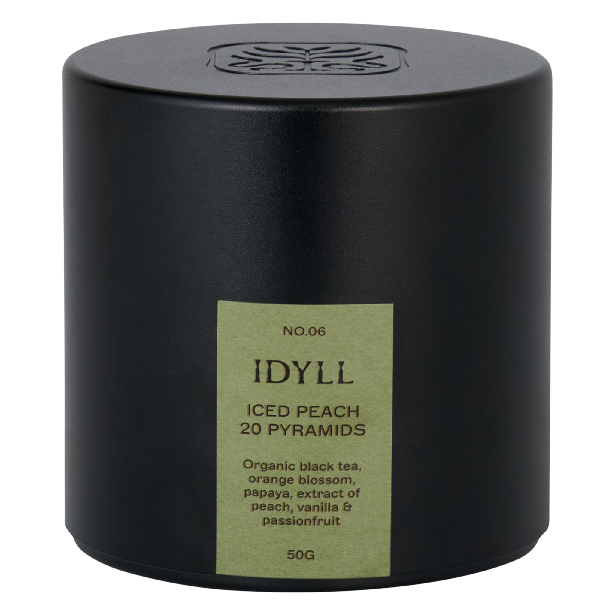 Organic Peach Iced tea pyramid tea bag capsule by Idyll