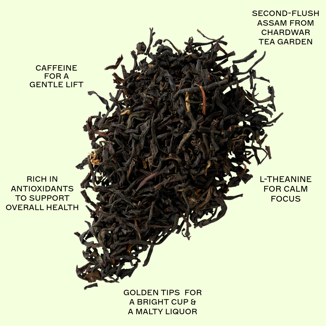 Premium English Breakfast tea leaves and features by Idyll