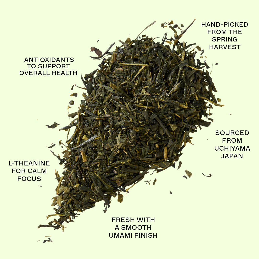Organic Sencha tea leaves and features by Idyll